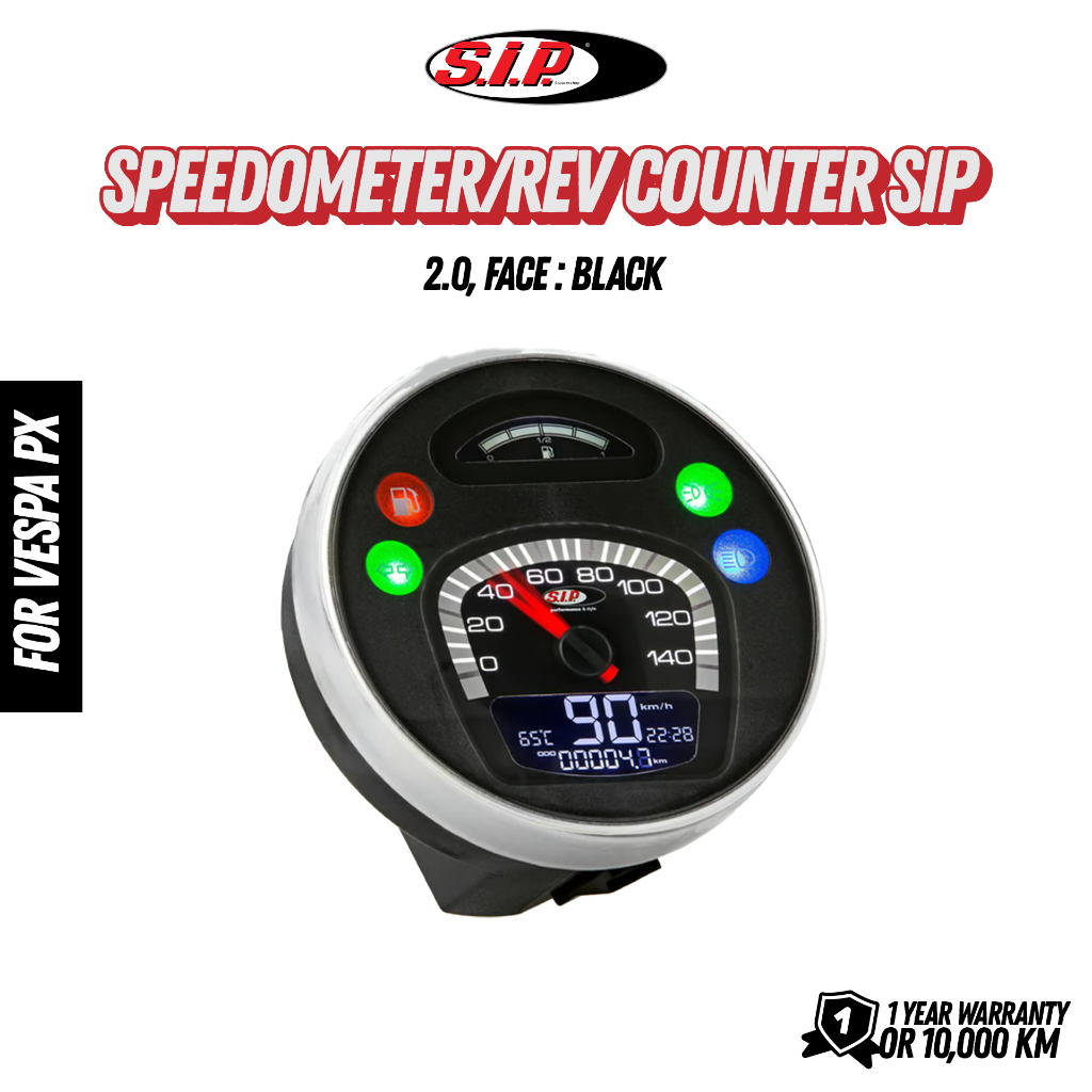ไมล์ดิจิตอล SIP สีดำ สำหรับ VESPA PX (50000220)