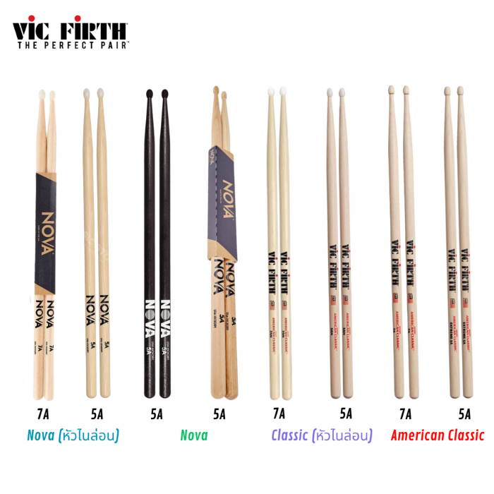 ไม้กลอง Vic firth ขนาด 5A,7A [ของแท้ 100%] น้ำหนักดี มีบริการส่งด่วน
