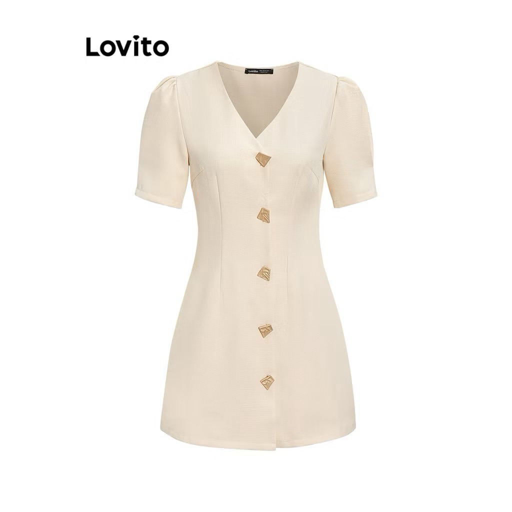 ส่งต่อแบรนด์ Lovito เดรสสีครีม ไซส์ S