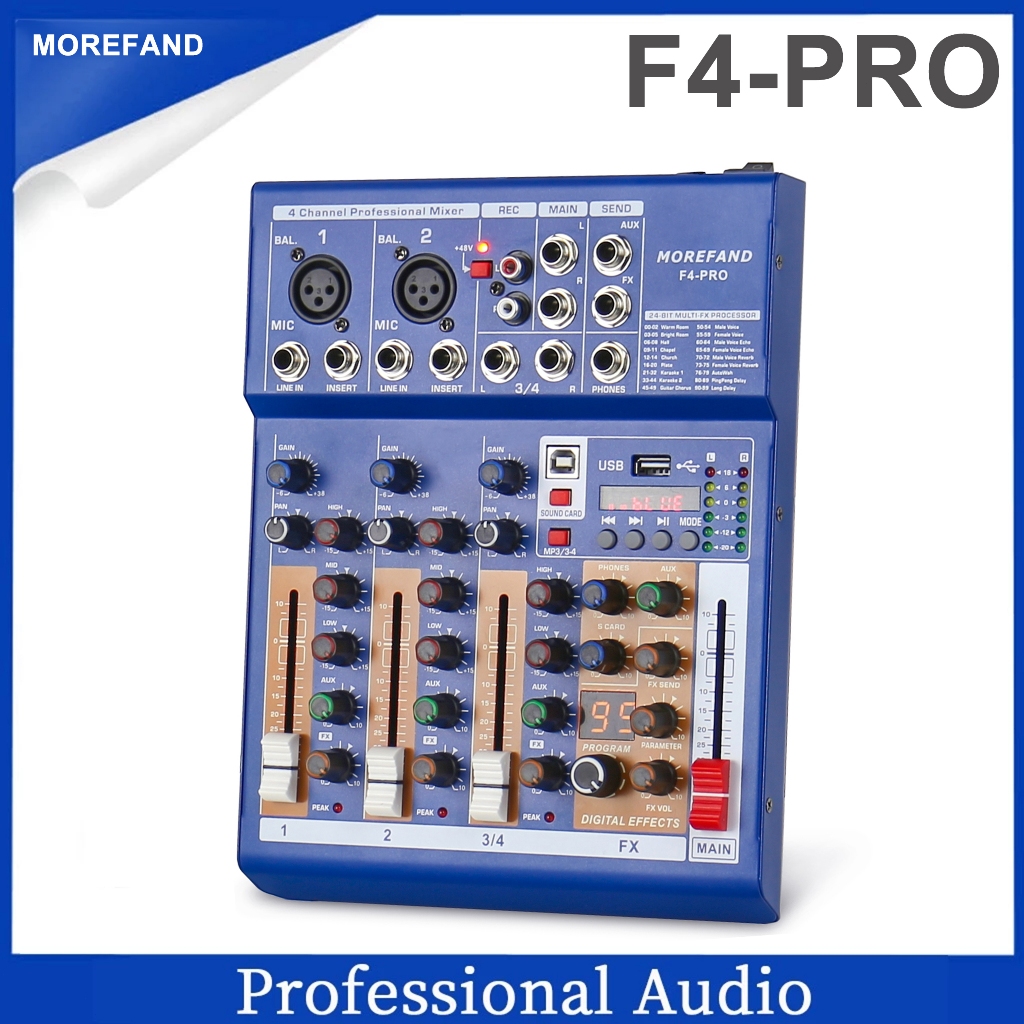 F4 PRO 99DSP ลูกเล่น มืออาชีพ มิกเซอร์ mixer DC12V การแสดงเวทีบ้านอุปกรณ์ปรับ แต่งเสียง 4 ทิศทาง