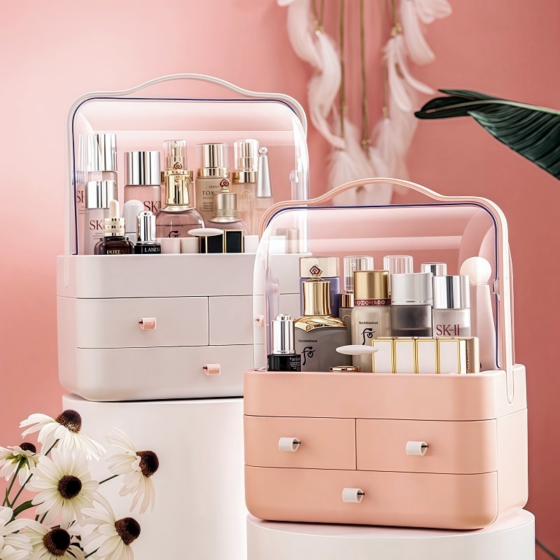 NeatBox กล่องเก็บเครื่องสำอาง ชั้นวางเครื่องสำอาง มีลิ้นชัก  มาพร้อมฝาปิดใสป้องกันฝุ่น กันฝุ่น