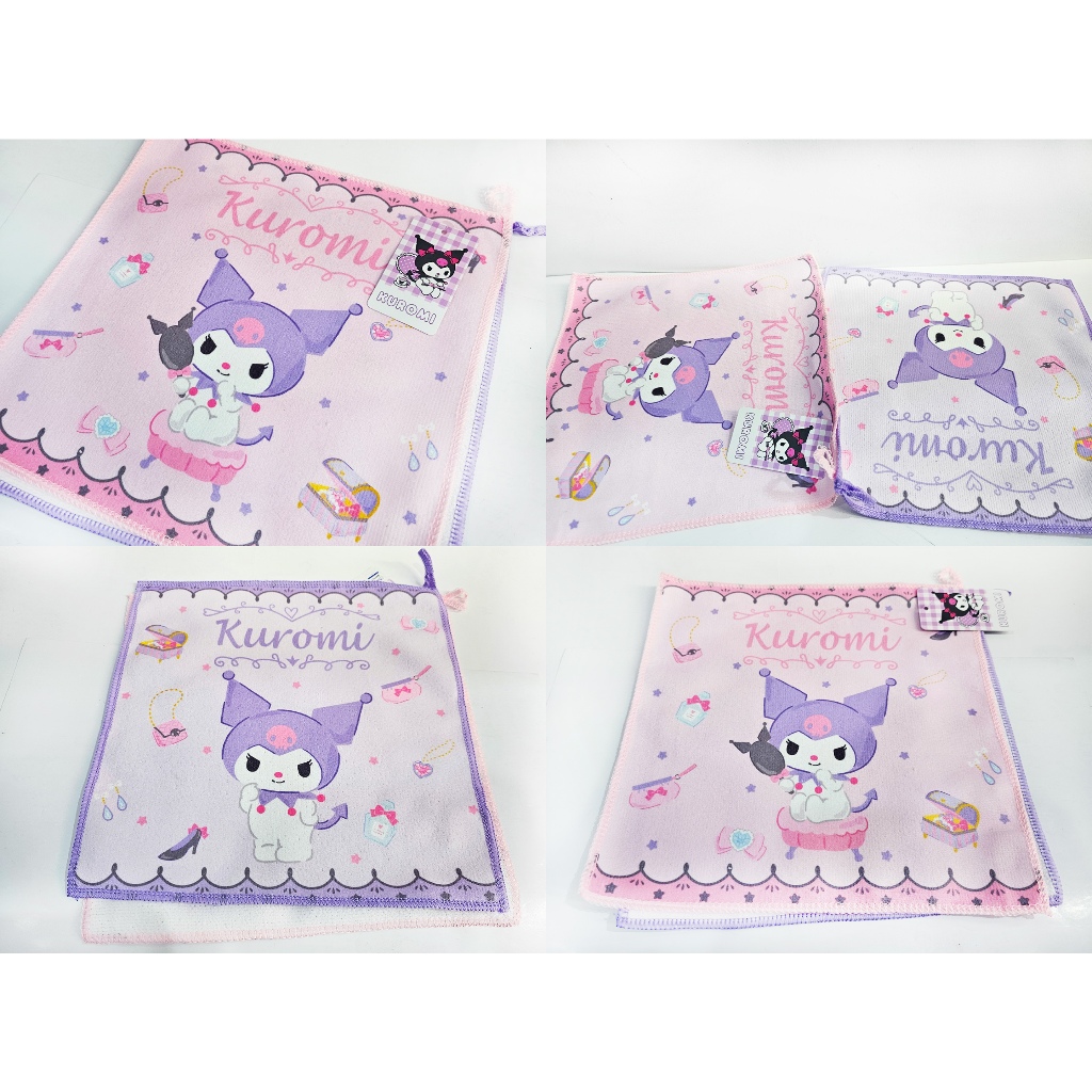 ผ้าเช็ดอเนกประสงค์ขนาด 30x30 cm คุโรมิ Kuromi / บอนบอนริบบอน Bonbonribbon 2ผืน /ชุด - รูปที่ 4
