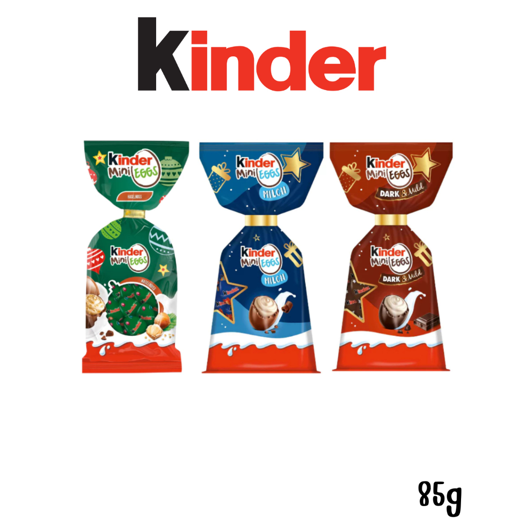 Kinder Mini Eggs  มี 3 รส น้ำหนัก 85 กรัม มีประมาณ 15 ชิ้น นำเข้าจากเยอรมัน