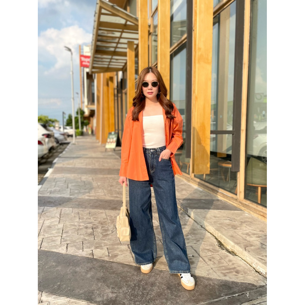 Snazzy shop - Shirt orange top x Grand jean pants