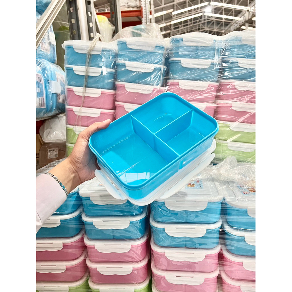 [ยกแพ็ค 12 กล่อง ] กล่องใส่ข้าวมีสุข 3ช่อง