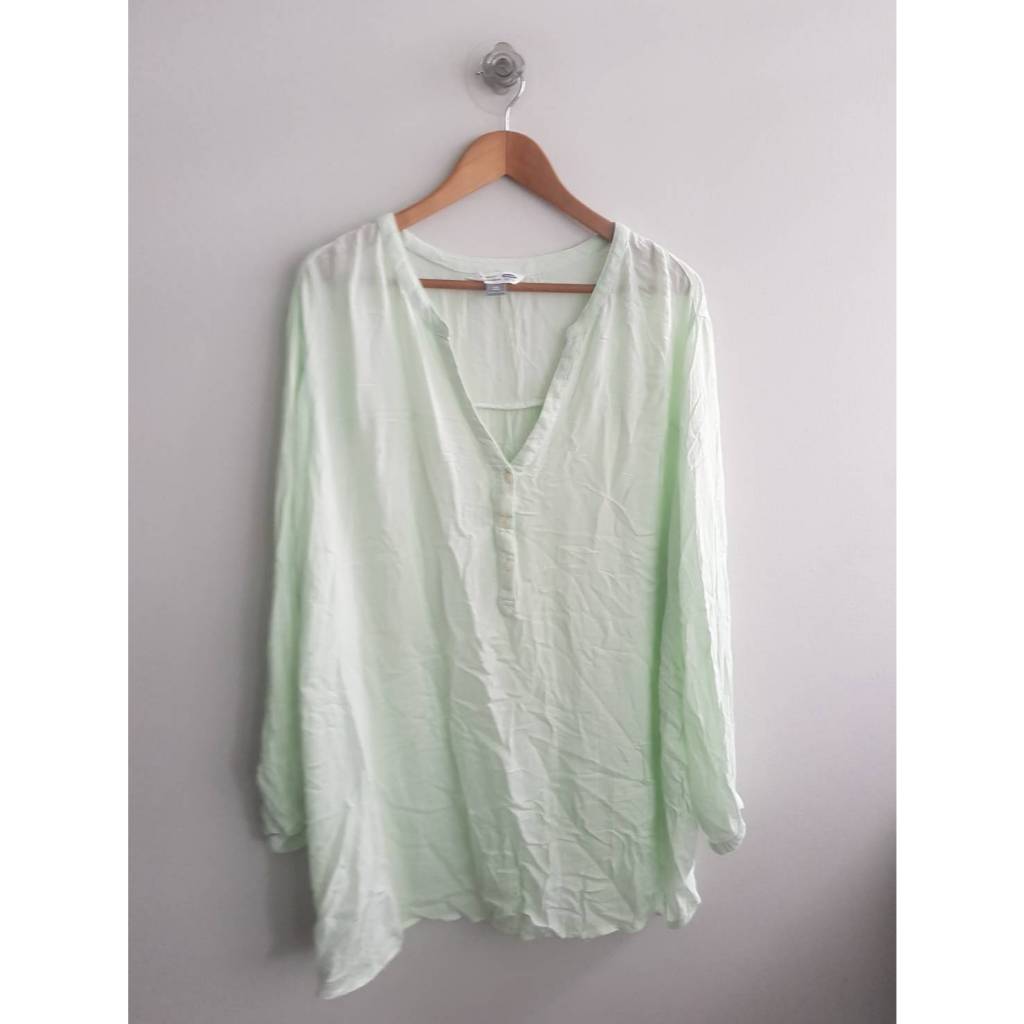 สอ-เสื้อเรย่อนไซส์ใหญ่สีเขียวอ่อน Old Navy XXL 60/31