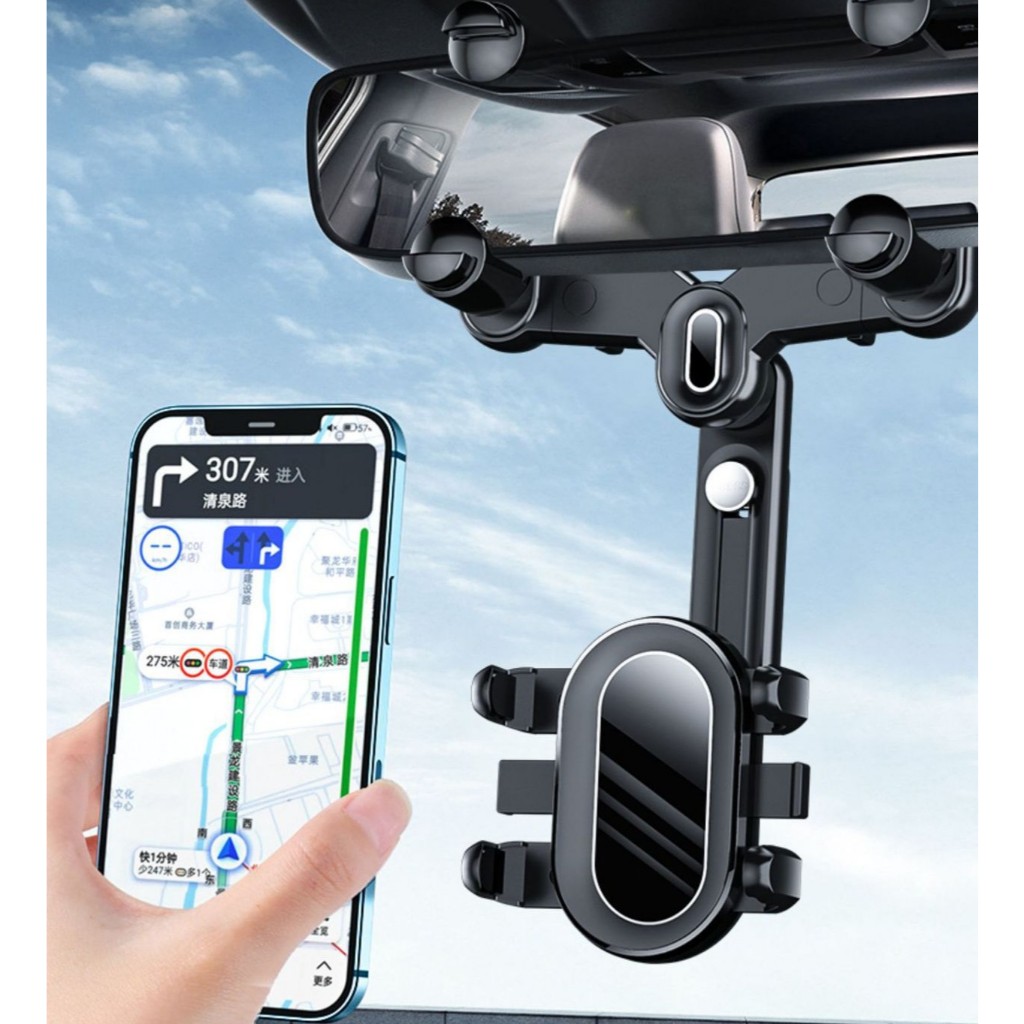 ที่วางโทรศัพท์และ GPS ในรถยนต์สำหรับ iPhone, Samsung, Xiaomi, Huawei, Oppo และ Vivo หมุนได้ 360°Car 