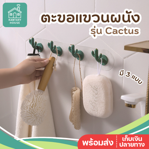 🌵พร้อมส่ง🌵 ตะขอตะบองเพชร ตะขอแขวนผนัง ที่ติดผนัง ที่แปะผนัง ตะขอกระบองเพชร ตะขอเอนกประสงค์ แนวมินิมอล Cactus Hook