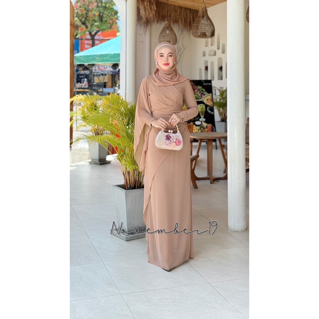ชุดอิสลาม เดรสออกงาน เดรสมุสลิม รุ่นเคธี่ เดรสธีมเพื่อนเจ้าสาว ชุดใส่รายอ Muslimdress