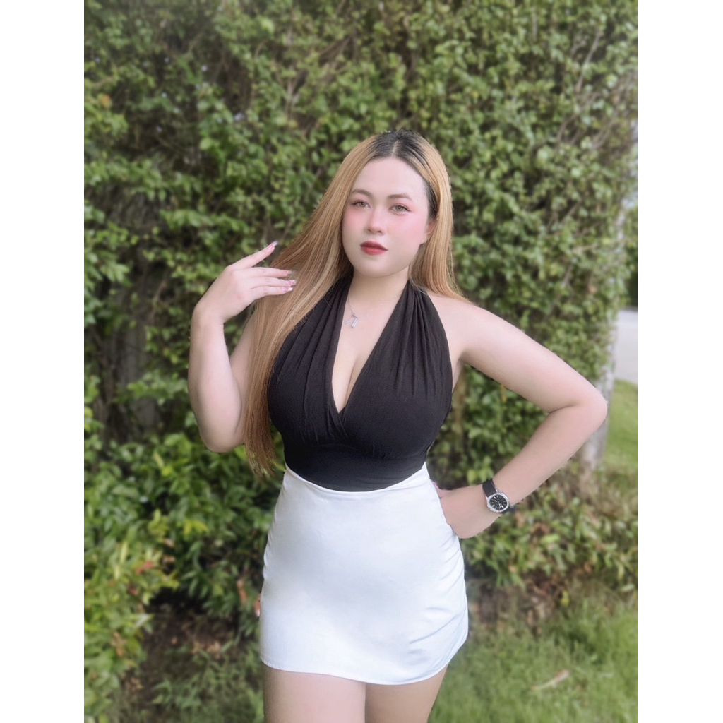 เสื้อเรย่อนคล้องคอ สีดำ อก36-46”(PP)