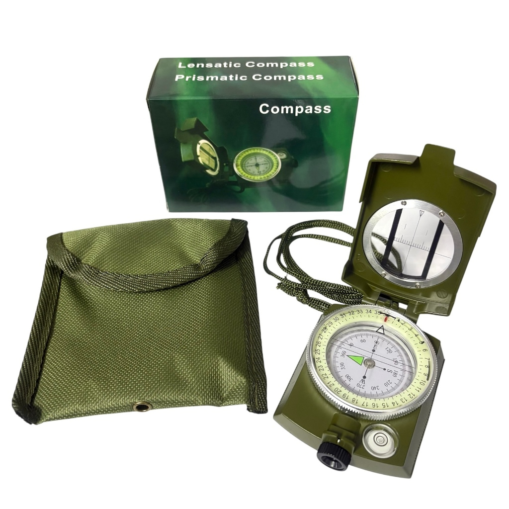 เข็มทิศเดินป่า Lensatic Compass เข็มทิศทหาร สําหรับวัดระยะจริงบนแผนที่  สามารถอ่านได้ถูกต้องแม่นยำ