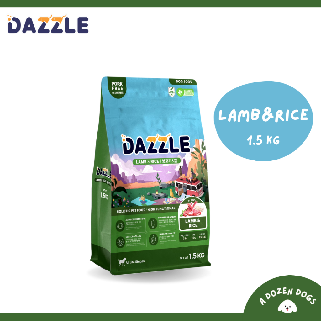 Dazzle Dog Lamb & Rice แดซเซิล อาหารสุนัขเกรดพรีเมียมสูตรไก่และข้าว นำเข้าจากเกาหลี