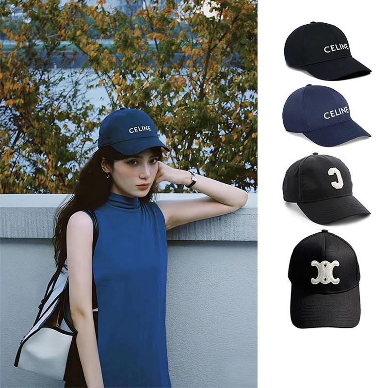 Celine celine Hat Arc de Triomphe เบสบอลหมวก Double C หมวกแบรนด์ใหญ่ C ตัวอักษรโลโก้หมวกเบสบอลหมวก