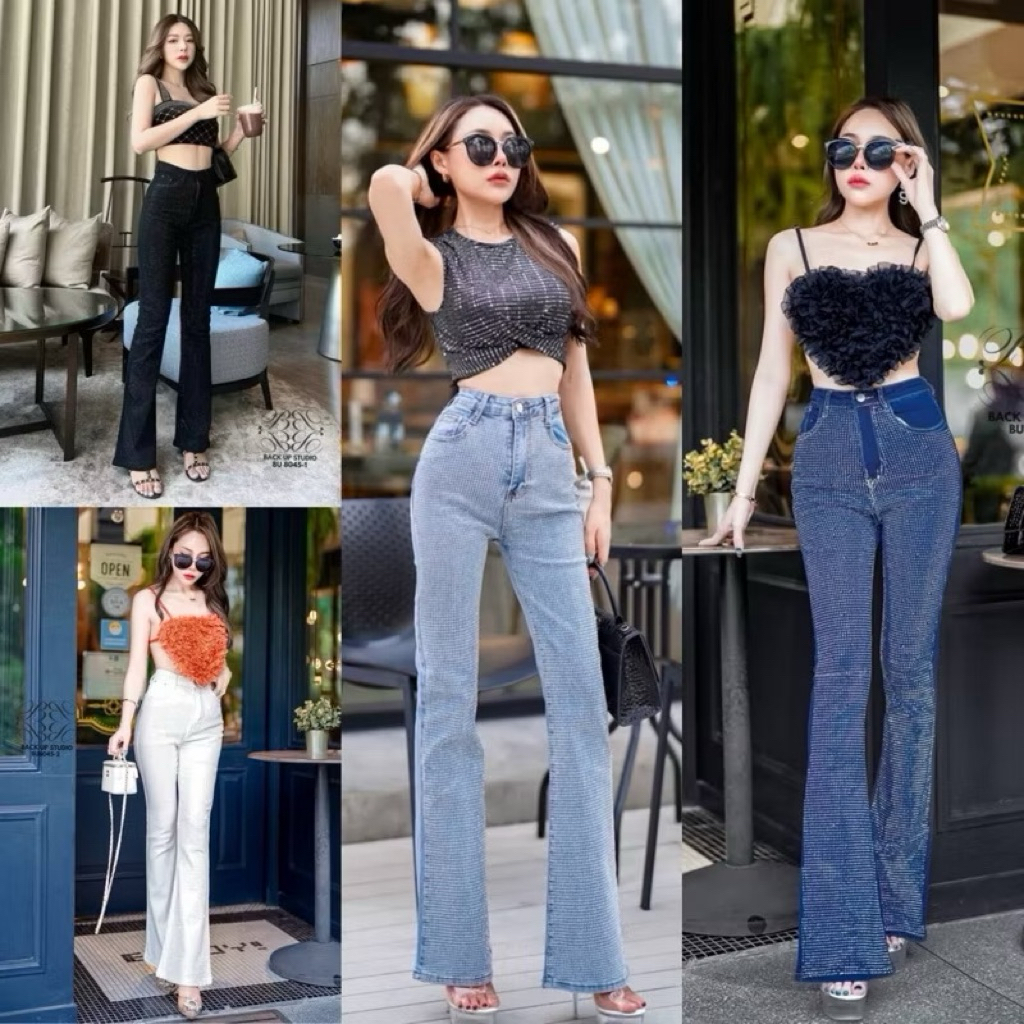 📍เช็คสต๊อกก่อนสั่ง📍กางเกงยีนส์ขาม้ารีดเพชรสวยวิ้งแซ่บมาก ผ้ายีนส์ยืดนิดๆ