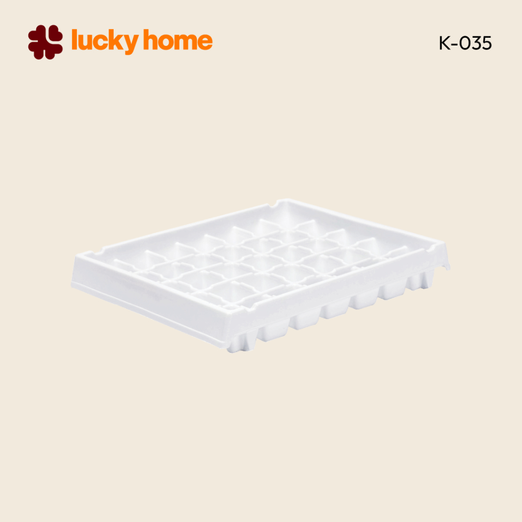 LUCKY HOME ถาดทำน้ำแข็ง 35 ช่อง K-035 ขนาด: ( กว้าง x ยาว x สูง ) 20 x 25.2 x 3.8 cm