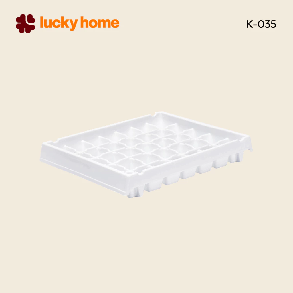 LUCKY HOME ถาดทำน้ำแข็ง 35 ช่อง K-035 ขนาด: ( กว้าง x ยาว x สูง ) 20 x 25.2 x 3.8 cm