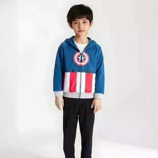 เสื้อกันหนาวเด็ก ลายฮีโร่ ซิปหน้า มีฮูด เกรดพรีเมี่ยม