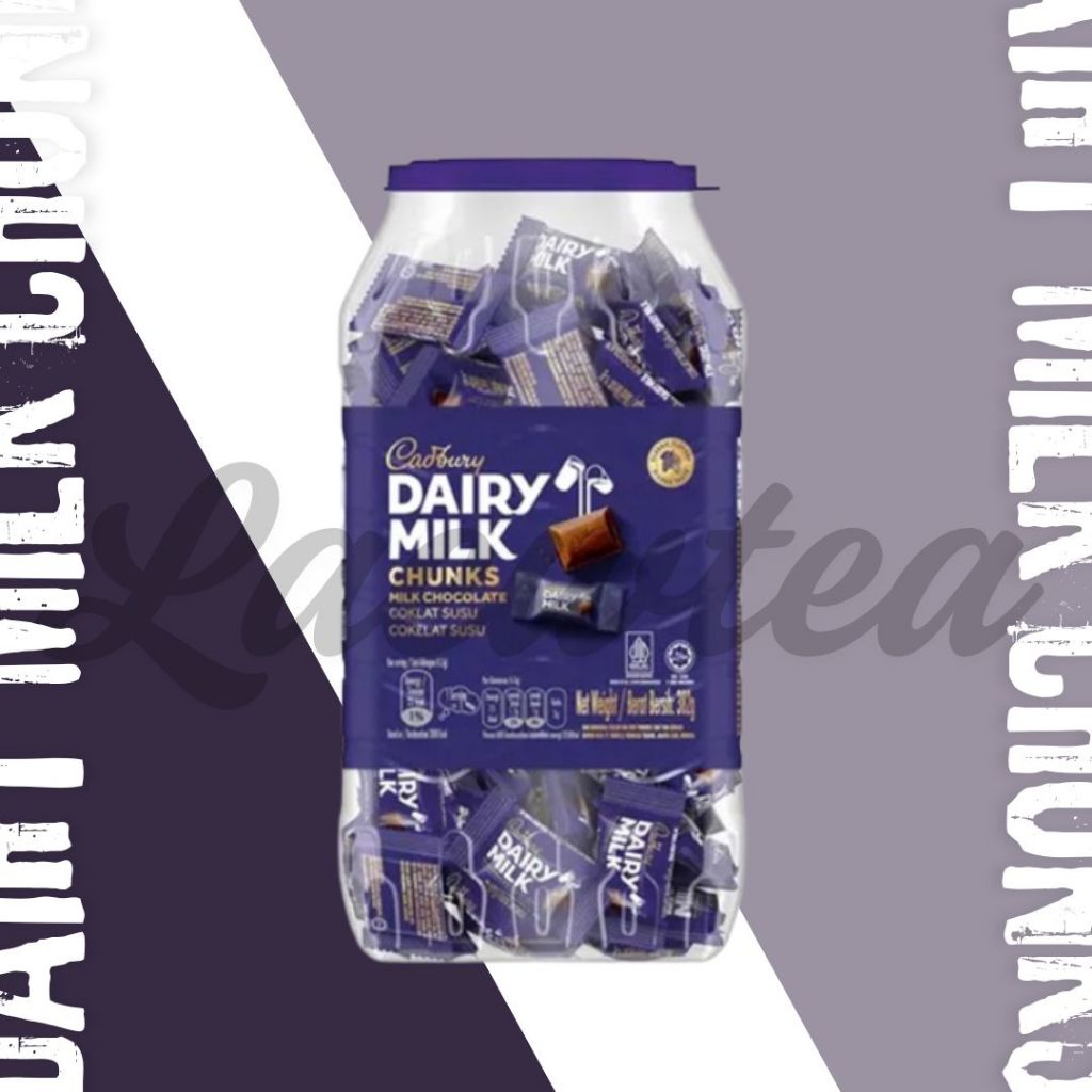Cadbury Dairy Milk Chocolate Chunks 382g กระปุกใหญ่มีประมาณ 85 ชิ้น จากมาเลเซีย มีฮาลาล BBF.07/03/27