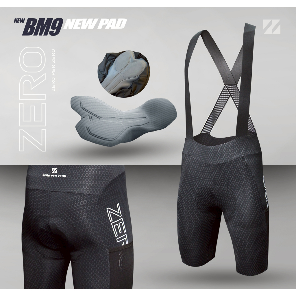 กางเกงปั่นจักรยาน ZERO PER ZERO รุ่น BM9 มีกระเป๋าใส่ของซ้าย-ขวา ปลายขากางเกงเลเซอร์คัท