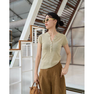 Simplestyle.byd Basic Knit Top เสื้อไหมพรมเข้ารูป เสื้อเเขนสั้น เสื้อดำ