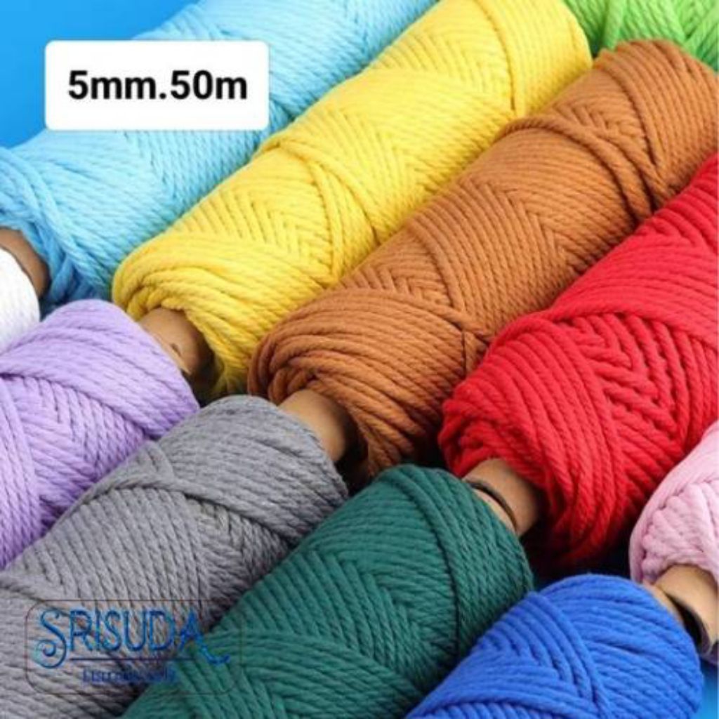 เชือกคอตตอน cotton rop 5 มิล 50ม./ น้ำหนัก 320-350ก./100m. . มัดเมคราเม่ DIY