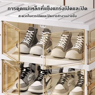 ติดตั้งฟรีกล่องรองเท้าประตูบ้านตู้เก็บรองเท้าพับได้ในร่มกล่องเก็บของโปร่งใสชั้นวางรองเท้าเก็บของประหยัดพื้นที่และฝุ่น