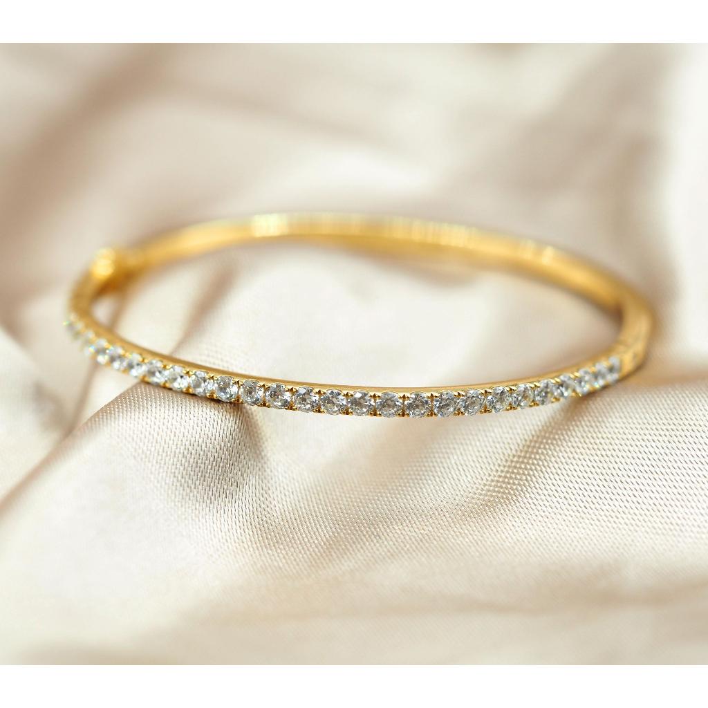 MSCHOO : กำไลฝัง cz 1 แถว งานเงิน