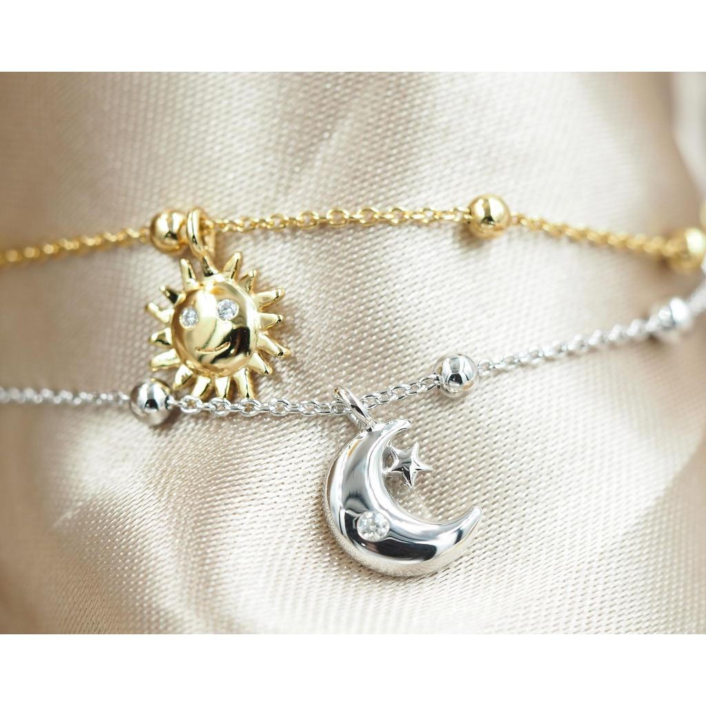 MSCHOO : สร้อยข้อมือลูกปัด จี้พระจันทร์-จี้พระอาทิตย์-จี้หัวใจ