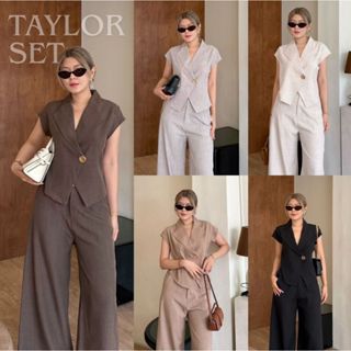 Taylor Set :: ชุดเซ็ทขายาว 2 ชิ้น ชุดเซ็ทขายาว เสื้อแขนสั้นแ…
