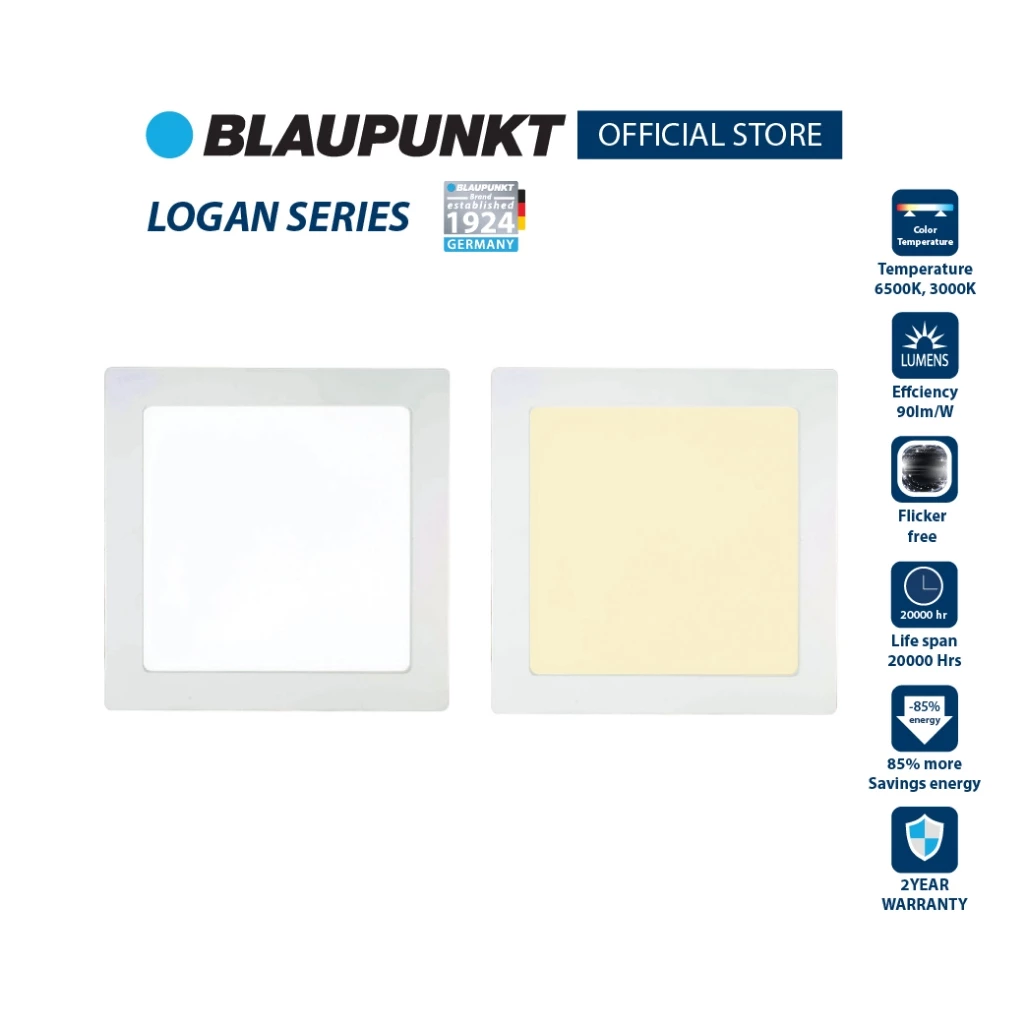 [Clearance][เหลี่ยม]BLAUPUNKT โคมไฟดาวน์ไลท์ฝังฝ้า 9W 12W 15W 18W แสงขาว แสงวอร์ม LED Panel Light