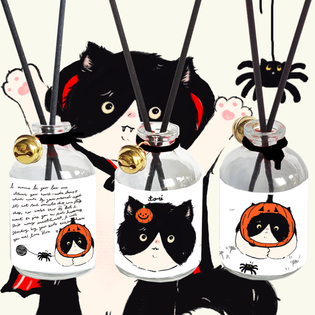 TORIAROMA HALLOWEEN JUJU CAT SS Diffuser 🎃👻🐈‍⬛ อัพเกรดห้องให้น่ารัก วางแล้วดูเกาหลี หอมฟุ้ง 50ml. นาน 1 เดือน