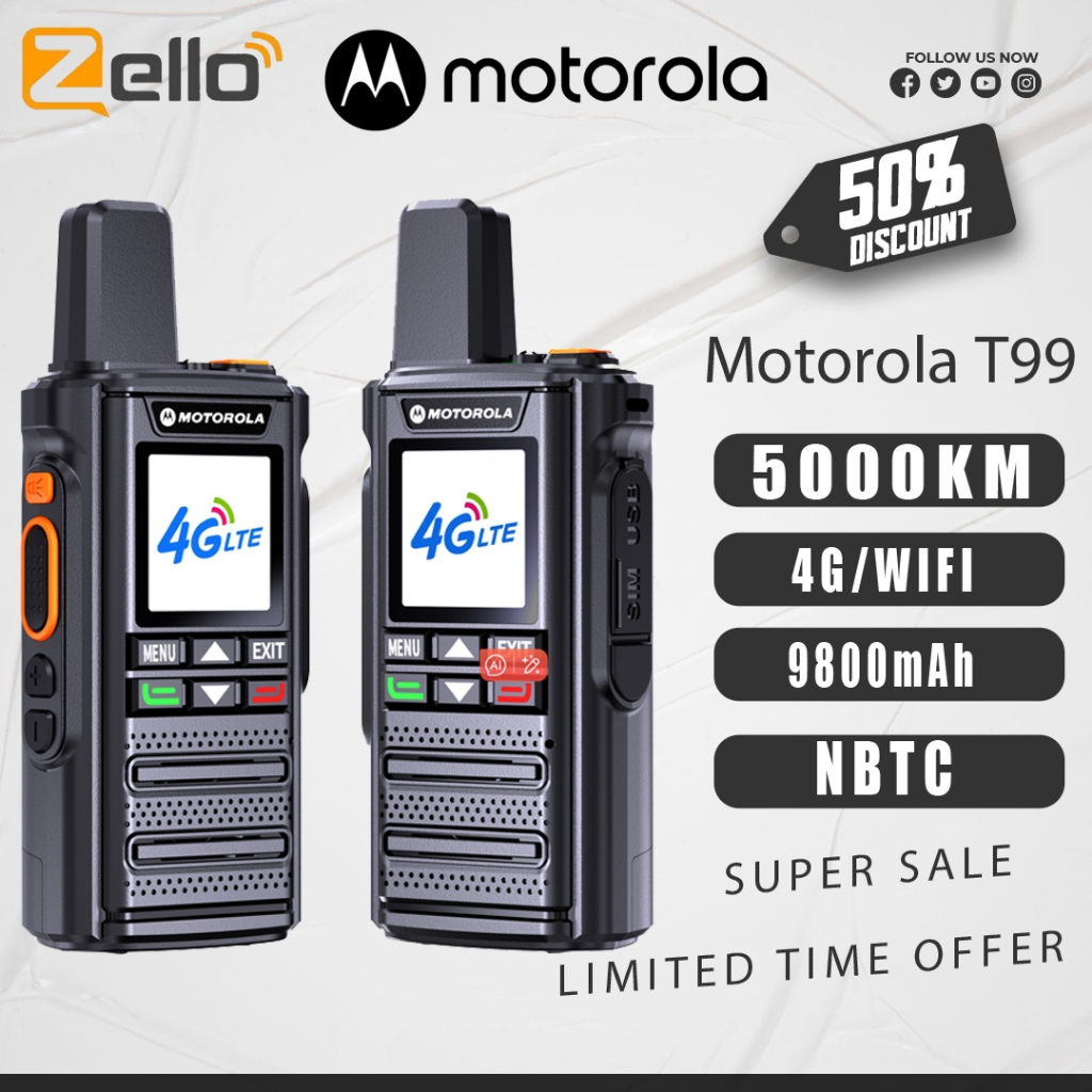 【5000KM】Moto T99 Zello การสื่อสารทางไกล Bluetooth 4G Network Can Call Long Wifi Range GPS สามารถโทร