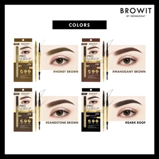ดินสอเขียนคิ้ว บราวอิท น้องฉัตร โปร เมคอัพ แฟลต Browit By NongChat Pro Makeup Flat Eyebrow Pencil 0.08g.