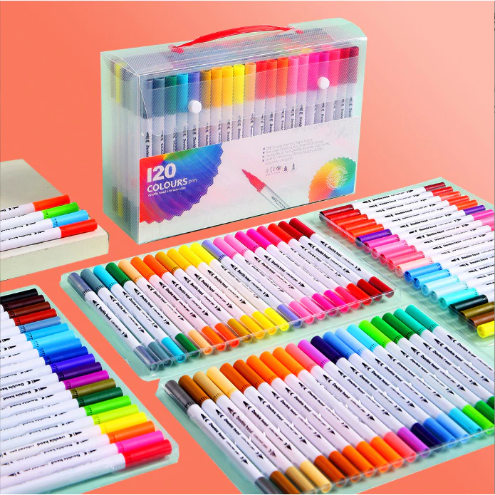 【ส่งจากกรุงเทพ】ปากกาสี สีน้ำสองหัว 12-100 สี วาดรูป ล้างทำความสะอาดได้ สำหรับเด็ก อุปกรณ์การเรียน