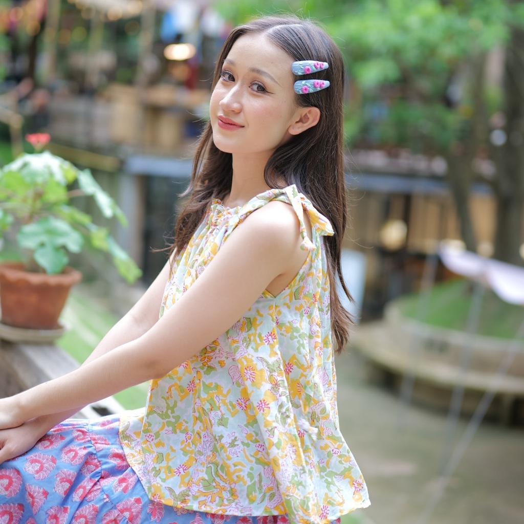 สายเดี่ยวรูดผูกโบว์ ปรับระดับได้ ลายสวยสดใส
