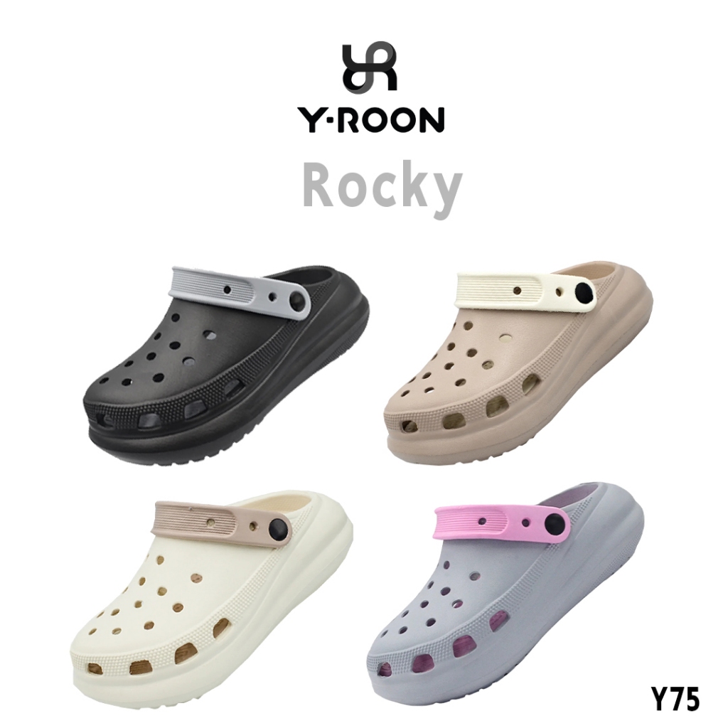 รองเท้าแตะหัวโต Y-Roon รุ่น Rocky (Y75) นุ่ม สบาย พื้นสูง 6 ซม. (สามารถติดตัวติดเพิ่มได้)