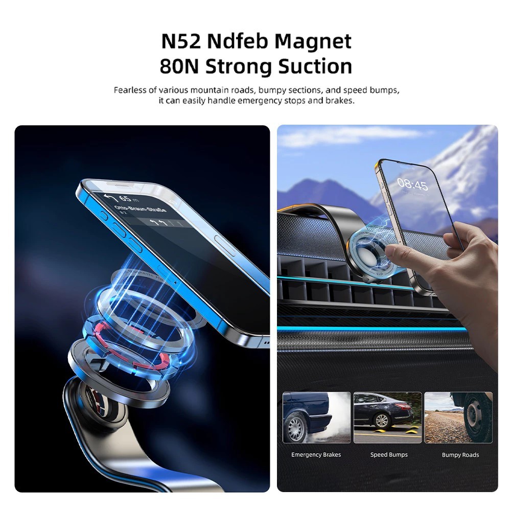 KiiP MCH06 ที่จองโทรศัพท์รถแบบแม่เหล็ก สำหรับแดชบอร์ดรถ สามารถพับได้ - รูปที่ 4