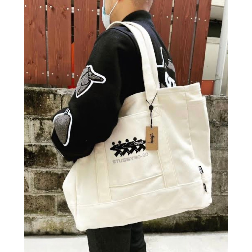 Stussy x CDG Tote Bag Natural Canvas FW24