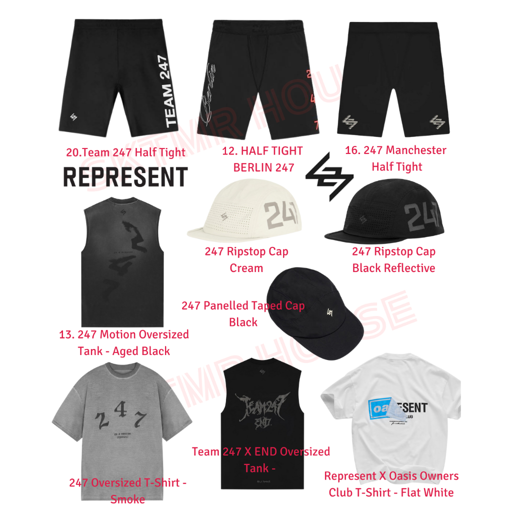 [พร้อมส่ง-ของแท้] 247 Represent T-Shirt | CAP | 2 in 1 | Half Tight | หมวก/รัดกล้ามเนื้อ/กางเกงวิ่ง