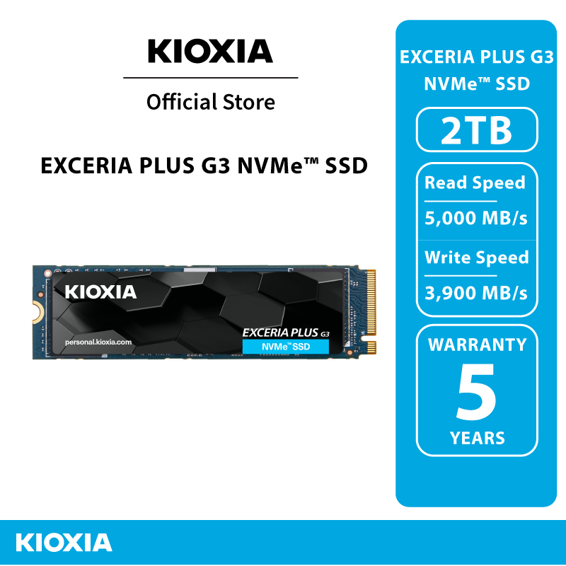 KIOXIA EXCERIA PLUS G3 NVMe™ Internal SSD 2TB M.2 2280 PCIe Gen 4x4 การอ่าน 5,000/การเขียน 3,900 MB/