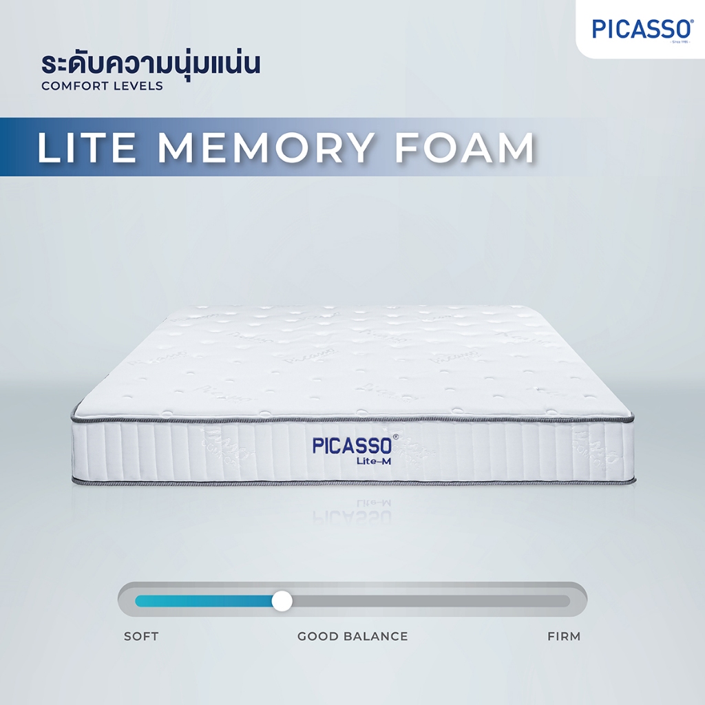 Picasso ที่นอนพ็อกเก็ตสปริง+เมมโมรี่โฟม รุ่น Lite M หนา 9 นิ้ว ฟรีหมอนหนุน [รับประกัน 10 ปี] จัดส่งแบบสุญญากาศ - รูปที่ 2