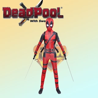 ชุดเดดพูลสำหรับเด็ก ชุดจั๊มสูทคอสเพลย์ Deadpool costume for kid with sword Panther Venom Captain America สําหรับเด็ก