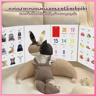 ของเล่นเด็กทารก flashcard เด็กทารก การ์ดเสริมพัฒนาการสายตา โปสเ ตอร์เด็ก 2 ภาษา แฟลชการ์ดขาวดำ บัตรภาพ