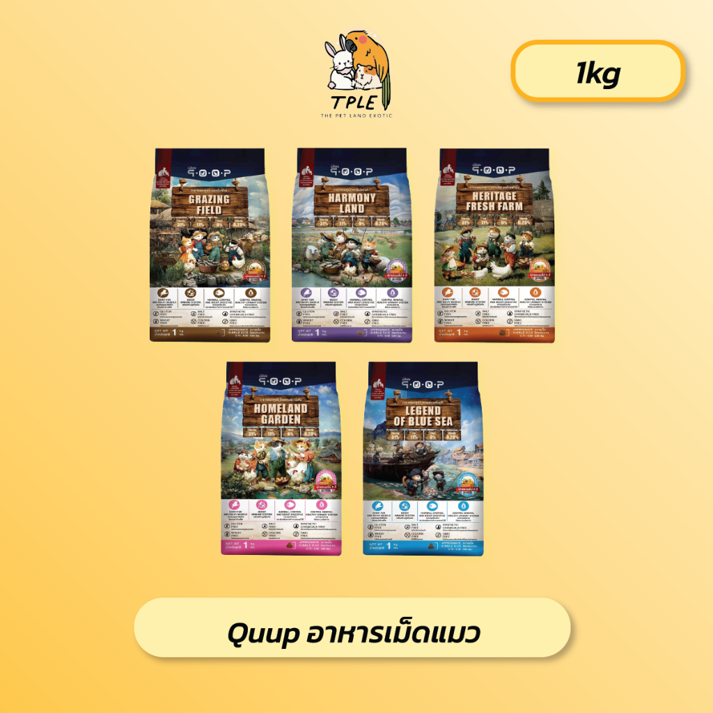 Qoop Cat อาหารแมว สูตรไม่มีกลูเตน  สำหรับแมวทุกวัย 1 Kg
