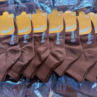 Socksy-Tomtam ถุงเท้านักเรียนสีน้ำตาล แบบแพ็ค หนา นุ่ม ถูกระเบียบ
