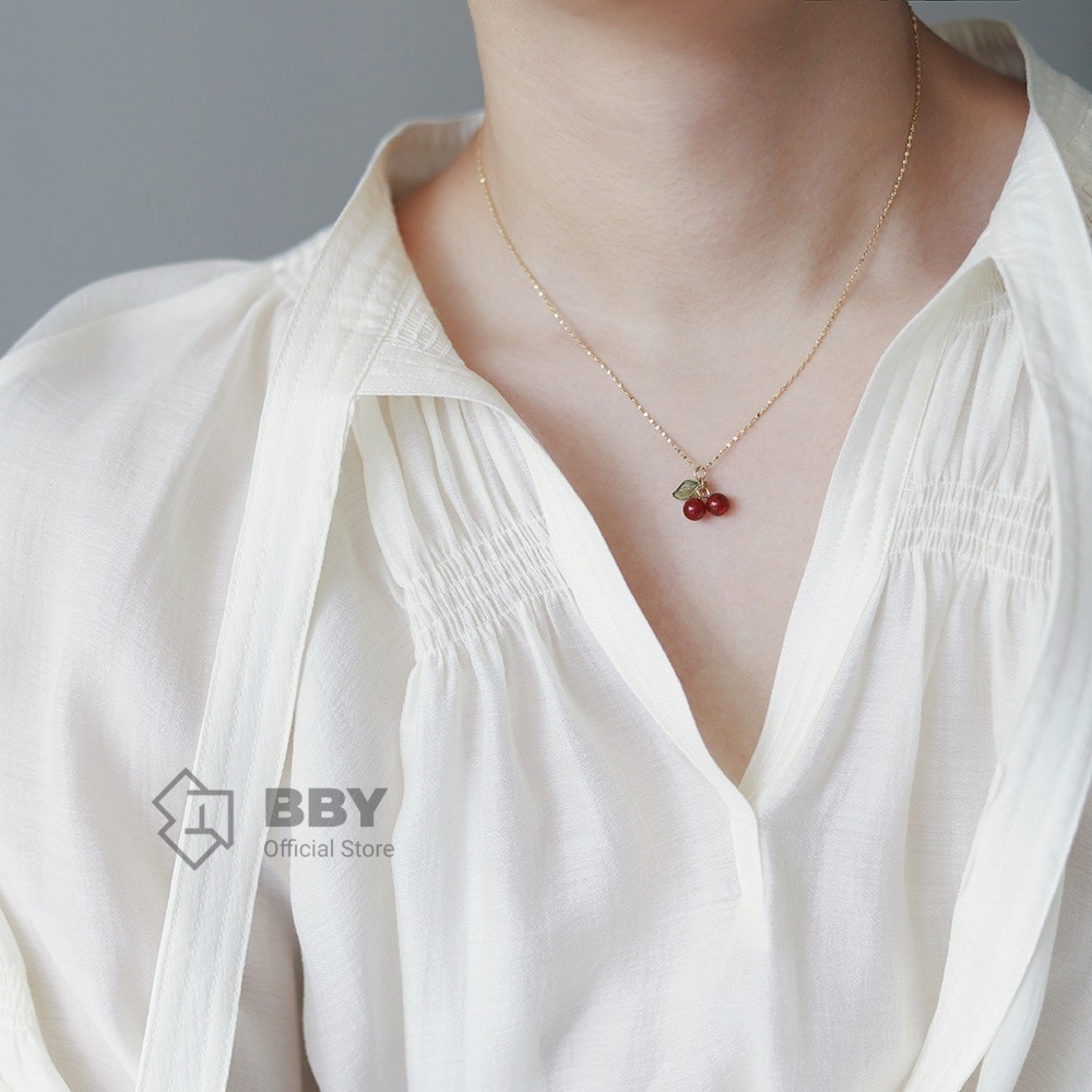 BBY สร้อยคอเชอร์รี่คาร์เนเลียน สไตล์น่ารักสดใส และหรูหรา ของขวัญ S003