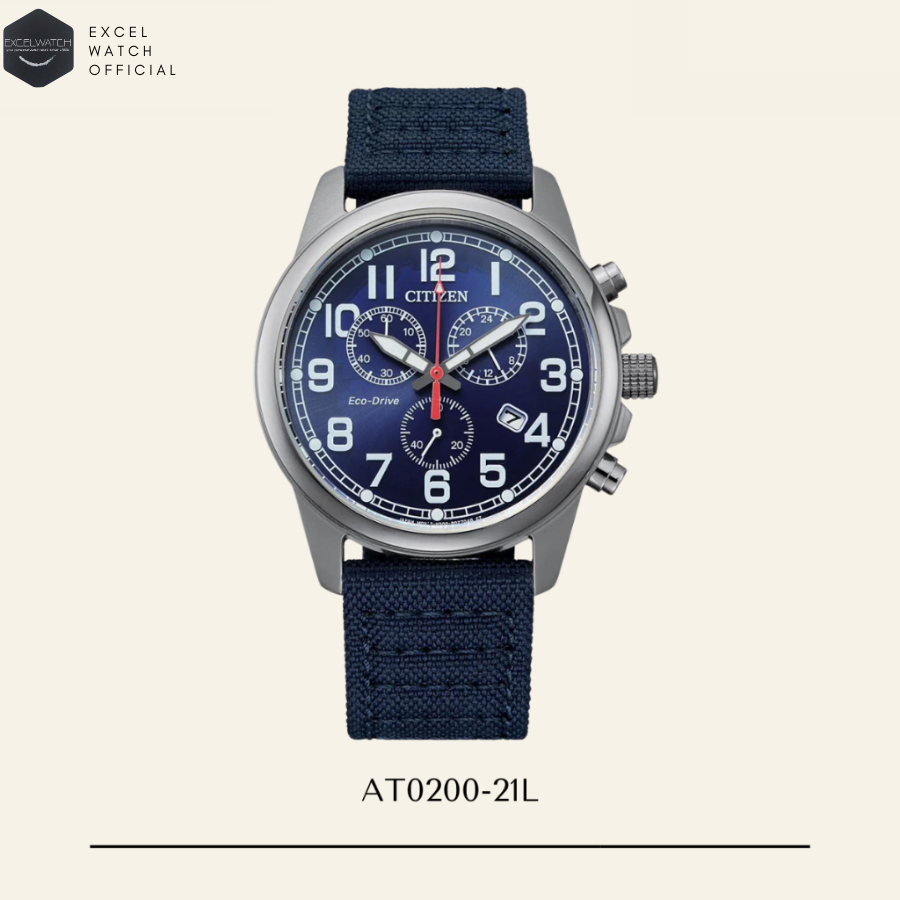 [ Excel Watch ] นาฬิกาซิติเซน CITIZEN Chronograph Military Eco-Drive รุ่น AT0200-21L (โซลาร์)