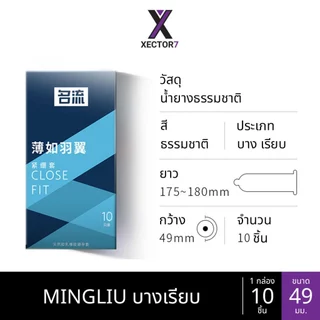ถุงยาง MINGLIU ขนาด49 บางเรียบ ปุ่มใหญ่ (10ชิ้น/กล่อง)