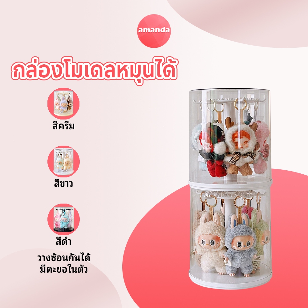 กล่องโมเดล ตู้โชว์ตุ๊กตา กล่องเก็บของแบบใส กันฝุ่นกันความชื้น มีฝาปิด หมุนได้360° ลักษณะสวยงาม กล่องใส