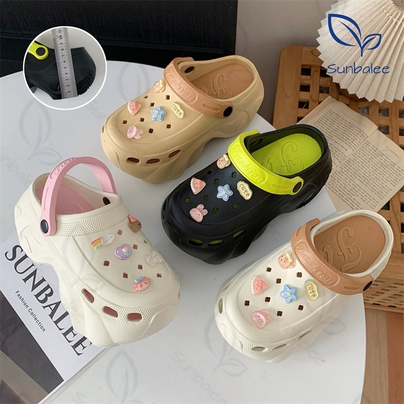 SHO-E2305  รองเท้าหัวโต รองเท้าแฟชั่นมีสายรัดส้น สูง 9 cm แถมตัวติด สไตล์เกาหลี สินค้าพร้อมส่ง